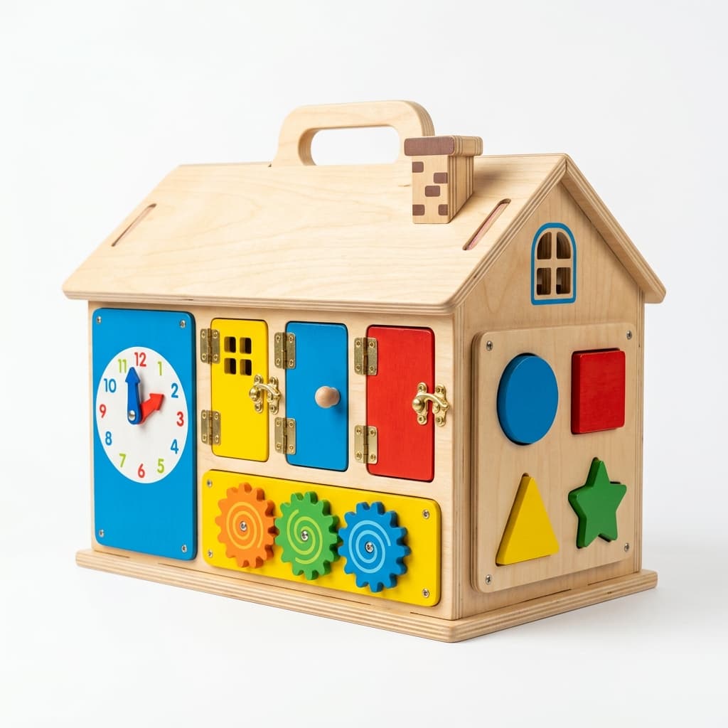 Montessori Wooden Busy Board Activity House